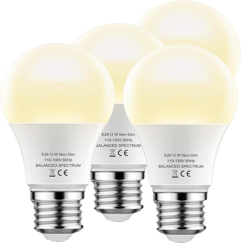 damotec Grow Lights Bulbs for Indoor Plants Full Spectrum，LED Grow Light Bulb A19，Plant Light Bulbs E26 Base，12W Grow Bulb 100W Equivalent, for Indoor Plants，Flowers, Garden (DA-A19, A19-4PACK) - Image 1